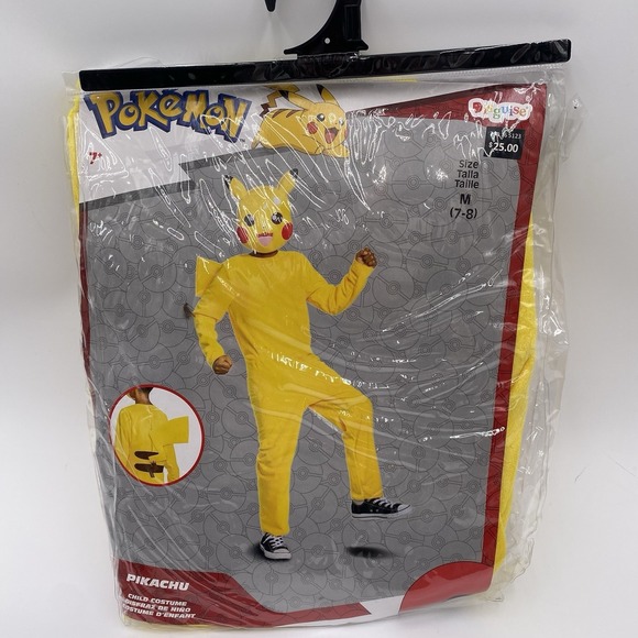 New Pokémon Kids Pikachu Classic Halloween Costume Jumpsuit -size Medium 7-8 - Picture 1 of 10